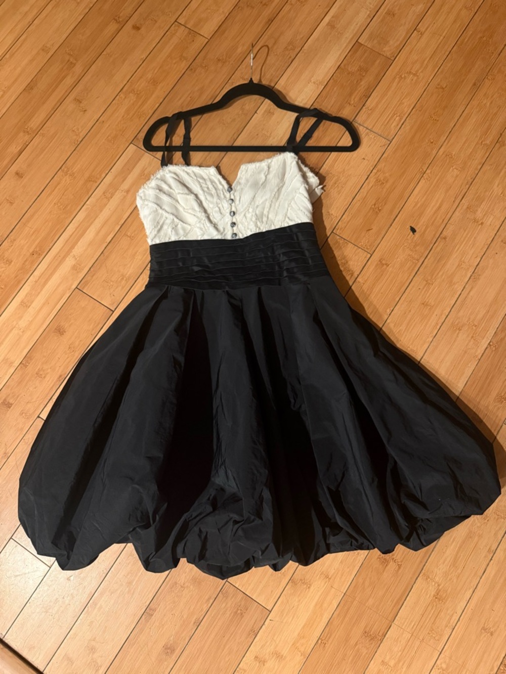 BCBG White Lace Bodice Black Skirt Party Dress